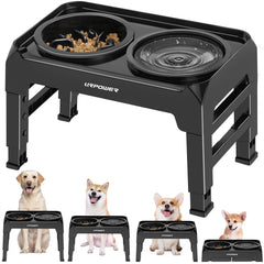 URPOWER elevated-dog-bowls setup front view for comfortable feeding height