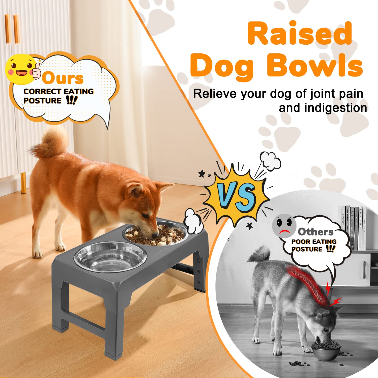URPOWER stainless bowls detach for easy cleaning and rust resistance.
