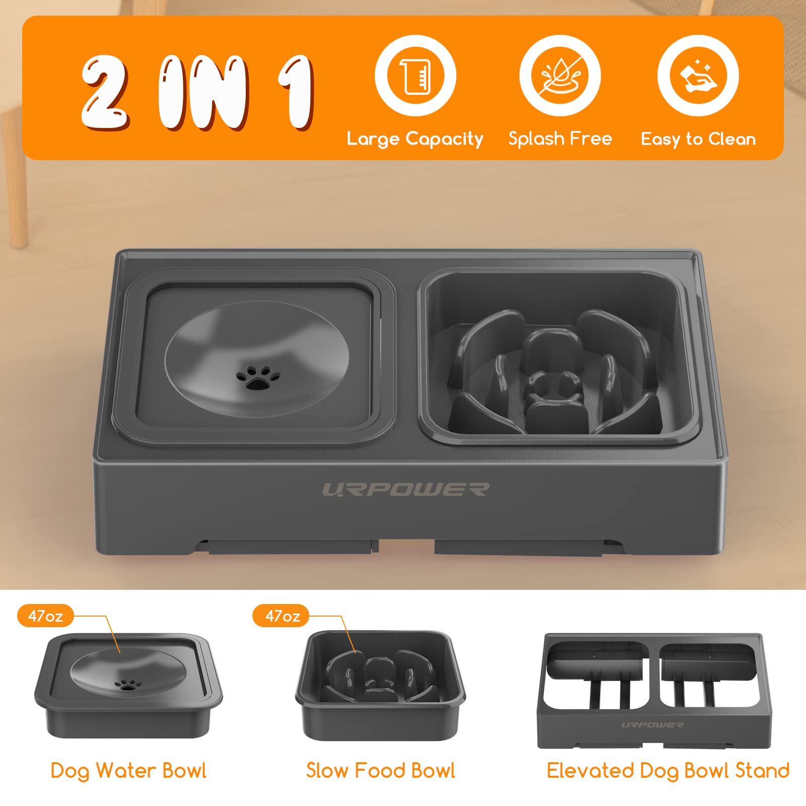 URPOWER foldable legs on the bowl stand enable easy storage and portability.