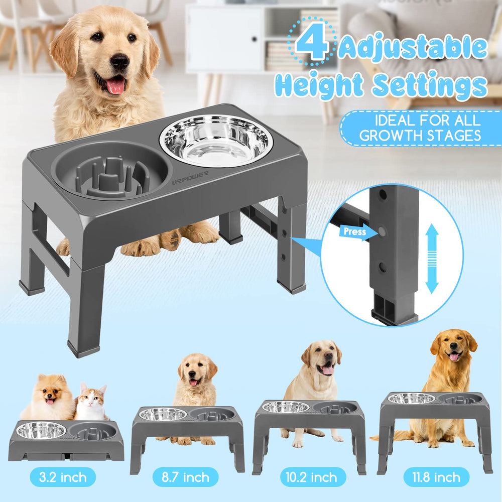 URPOWER height-adjustable dog bowl stand with four positions supports growing dogs