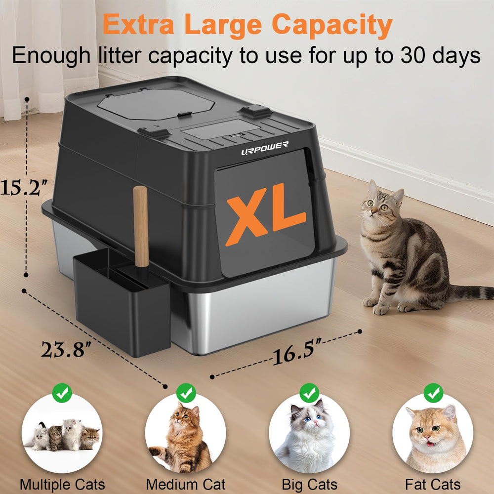URPOWER litter box front and top entry for versatile access