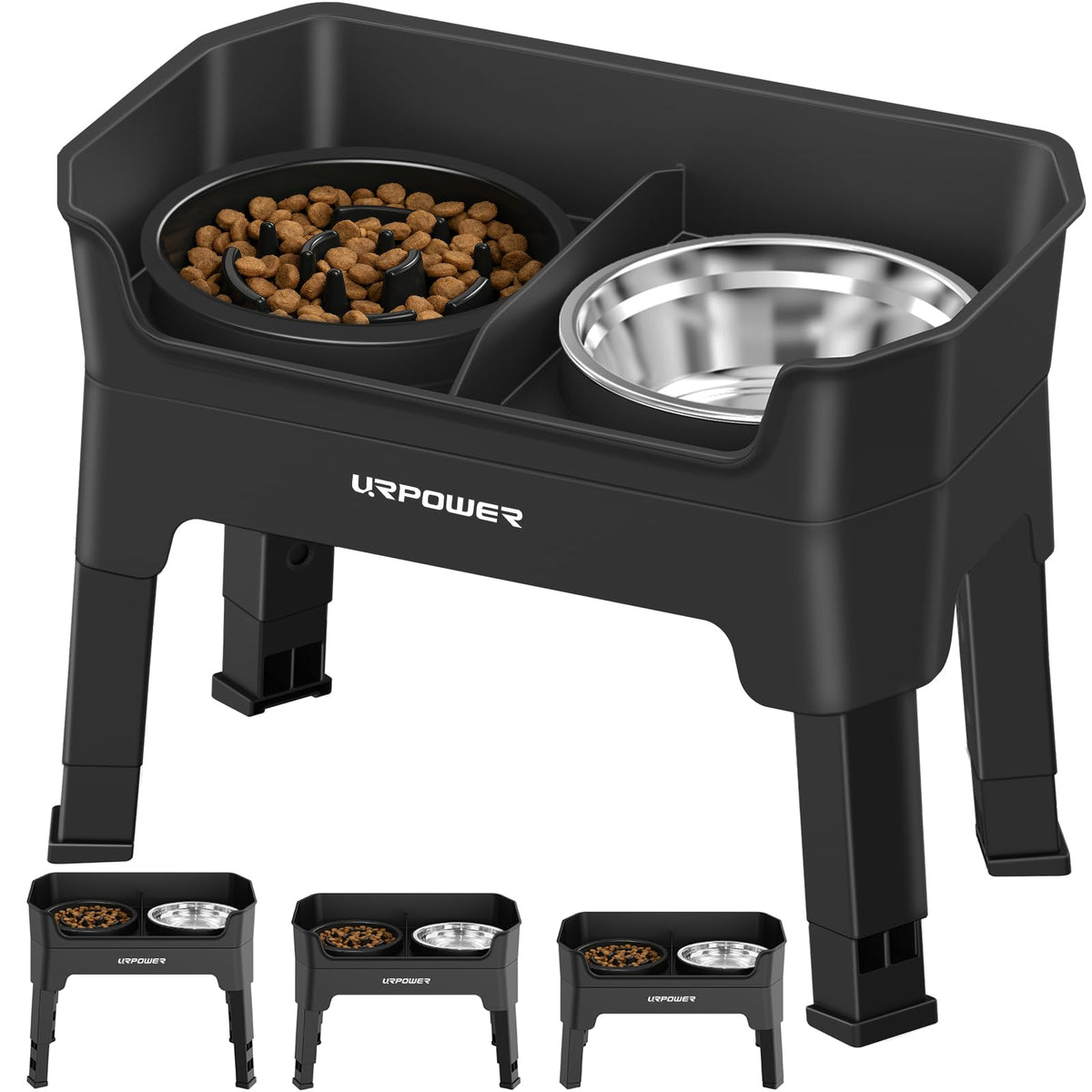 URPOWER mess-proof elevated dog bowl stand keeps feeding areas tidy and spill-free.