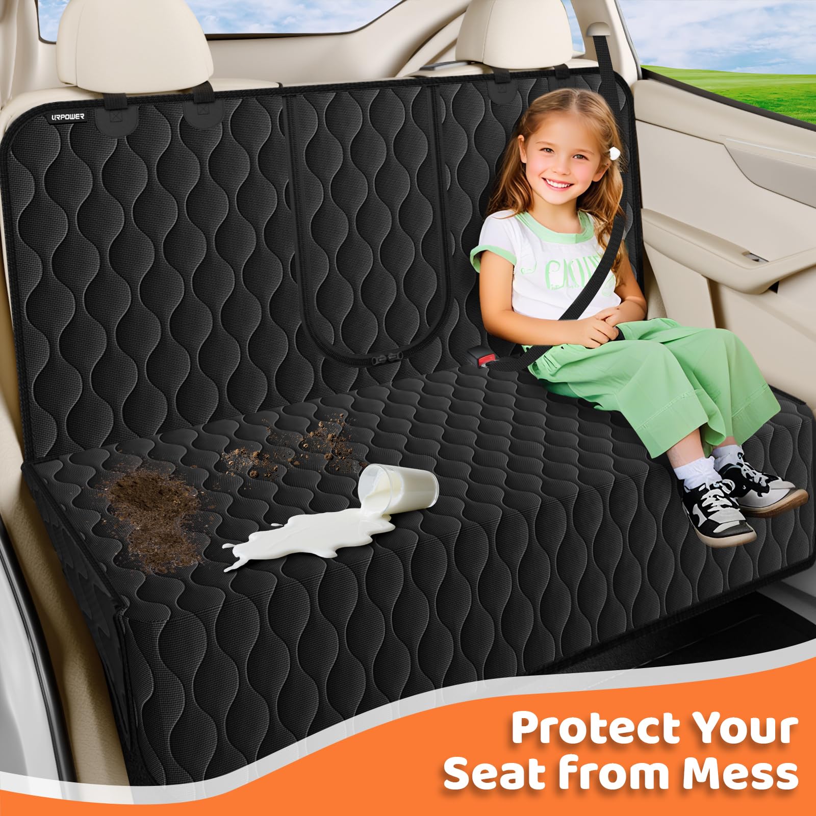 URPOWER nonslip backseat protector for secure pet rides