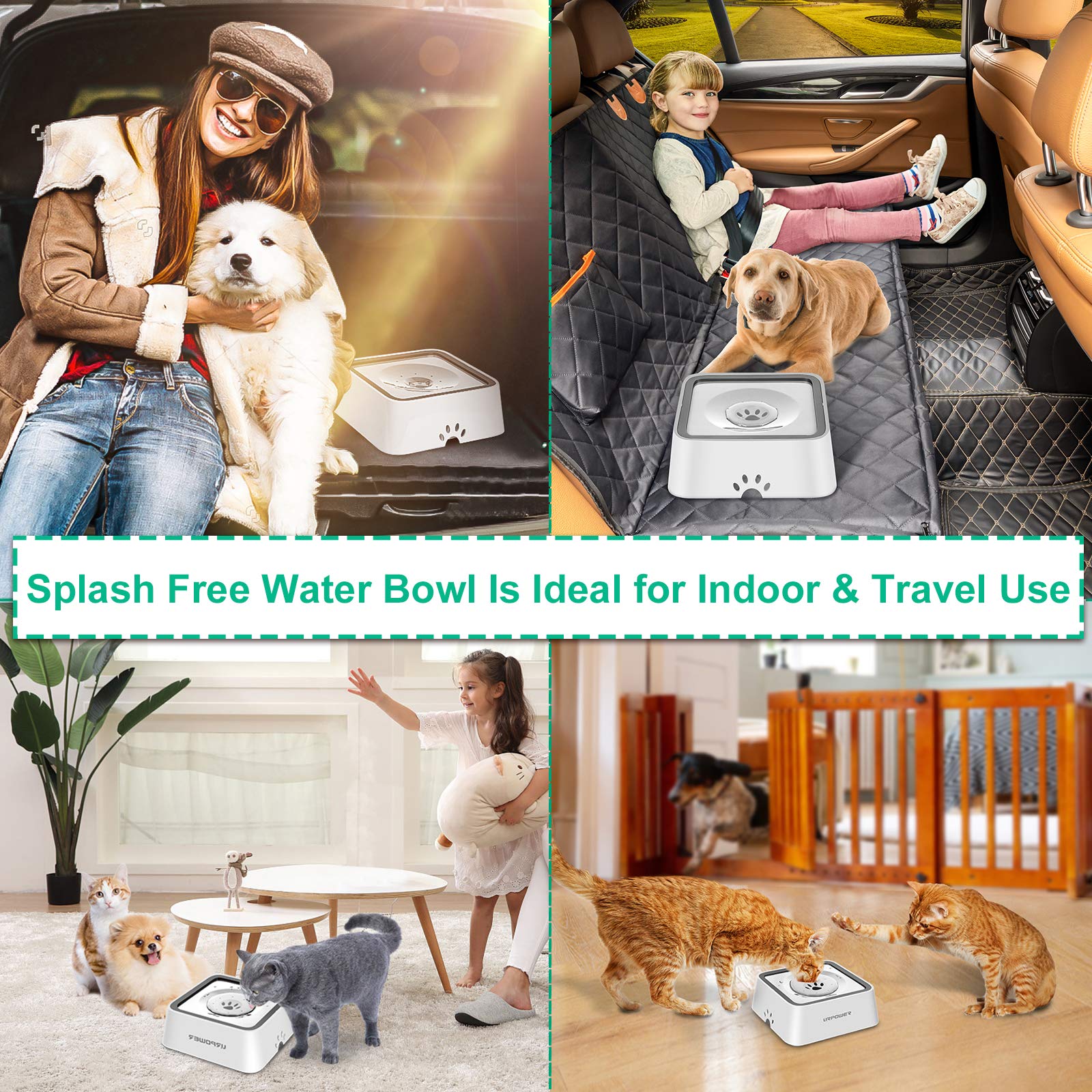 URPOWER pet water dispenser in action, ideal for spill-proof everyday use.