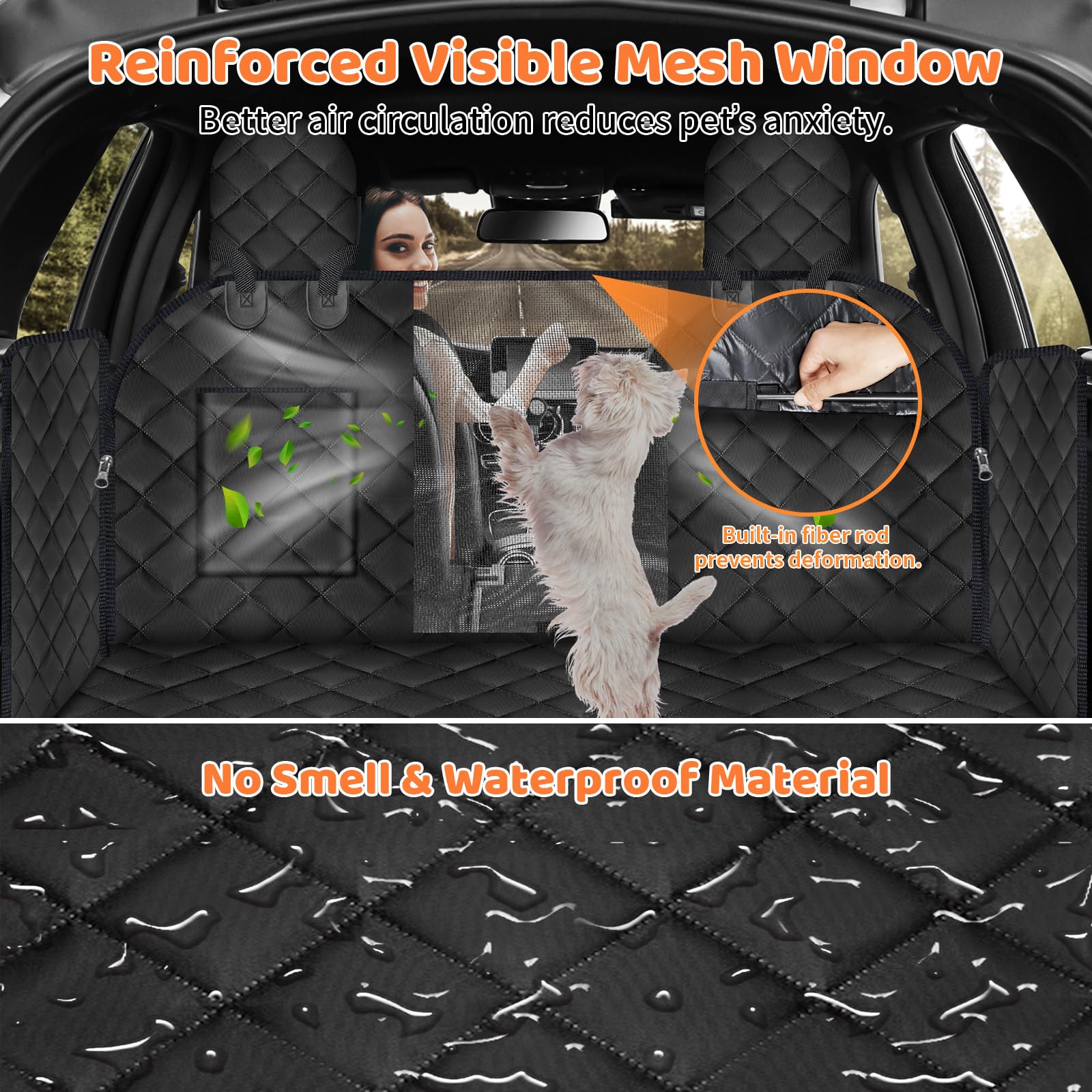 URPOWER reinforced mesh window reduces anxiety by letting dogs see you on the road.