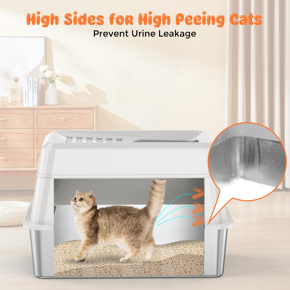 URPOWER litter box lid attached, showing enclosed privacy and odor containment.