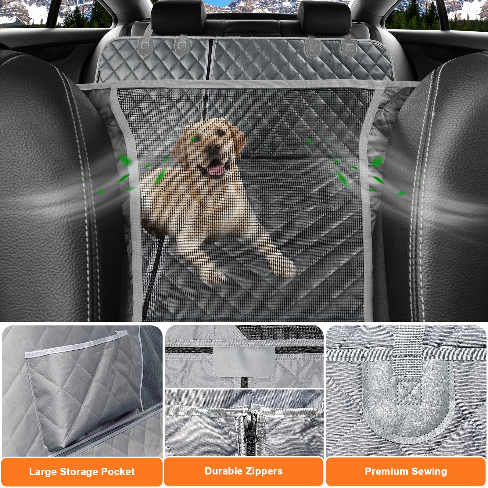 URPOWER waterproof 600D Oxford fabric protects seats from dirt and fur