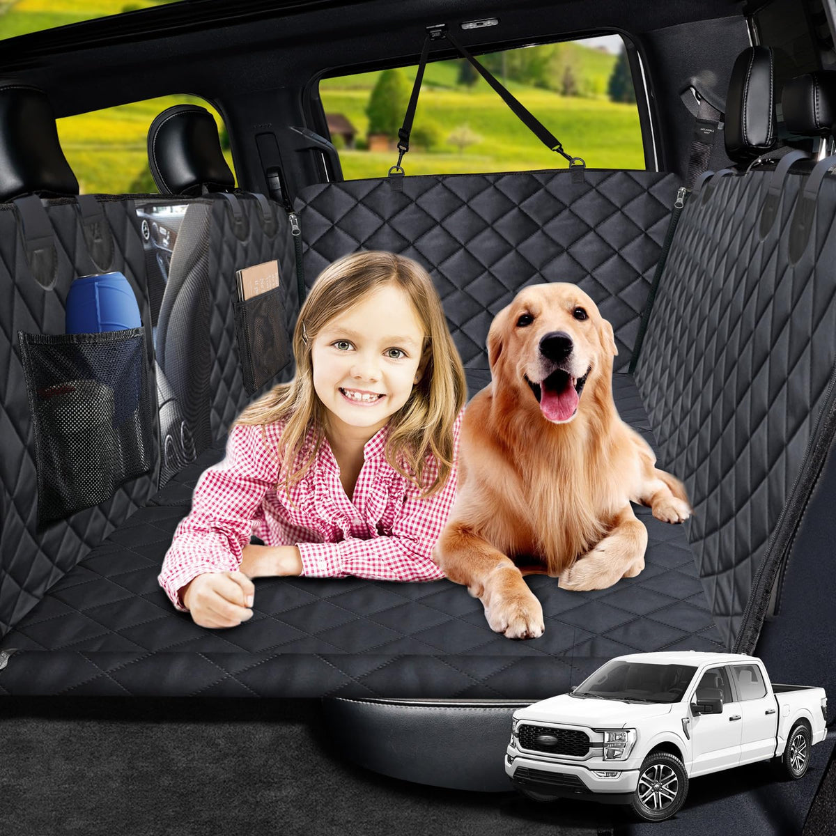 URPOWER XL dog seat extender transforms full back seat into bed for long trips
