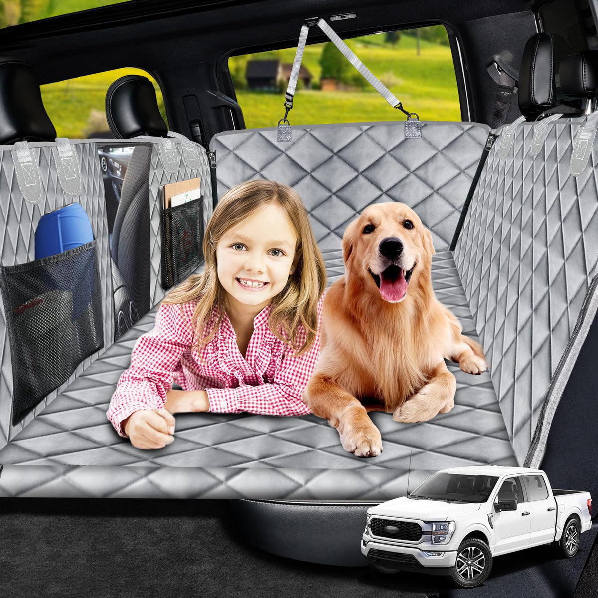 URPOWER XL dog seat extender with hard bottom for stable long-trip comfort