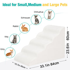 Uross dog stairs beige top view highlights compact footprint for small spaces