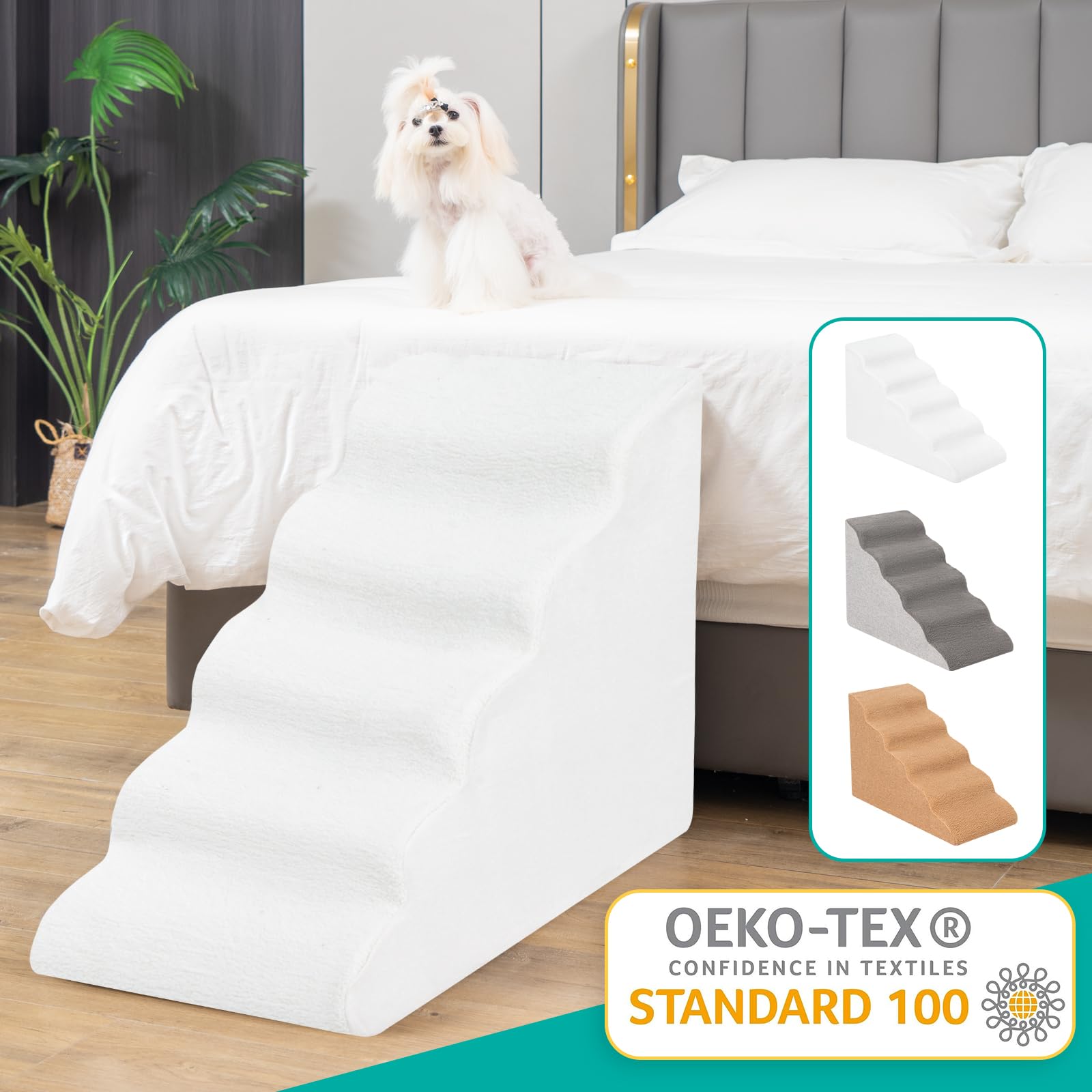 Uross dog stairs removable cover for machine wash convenience