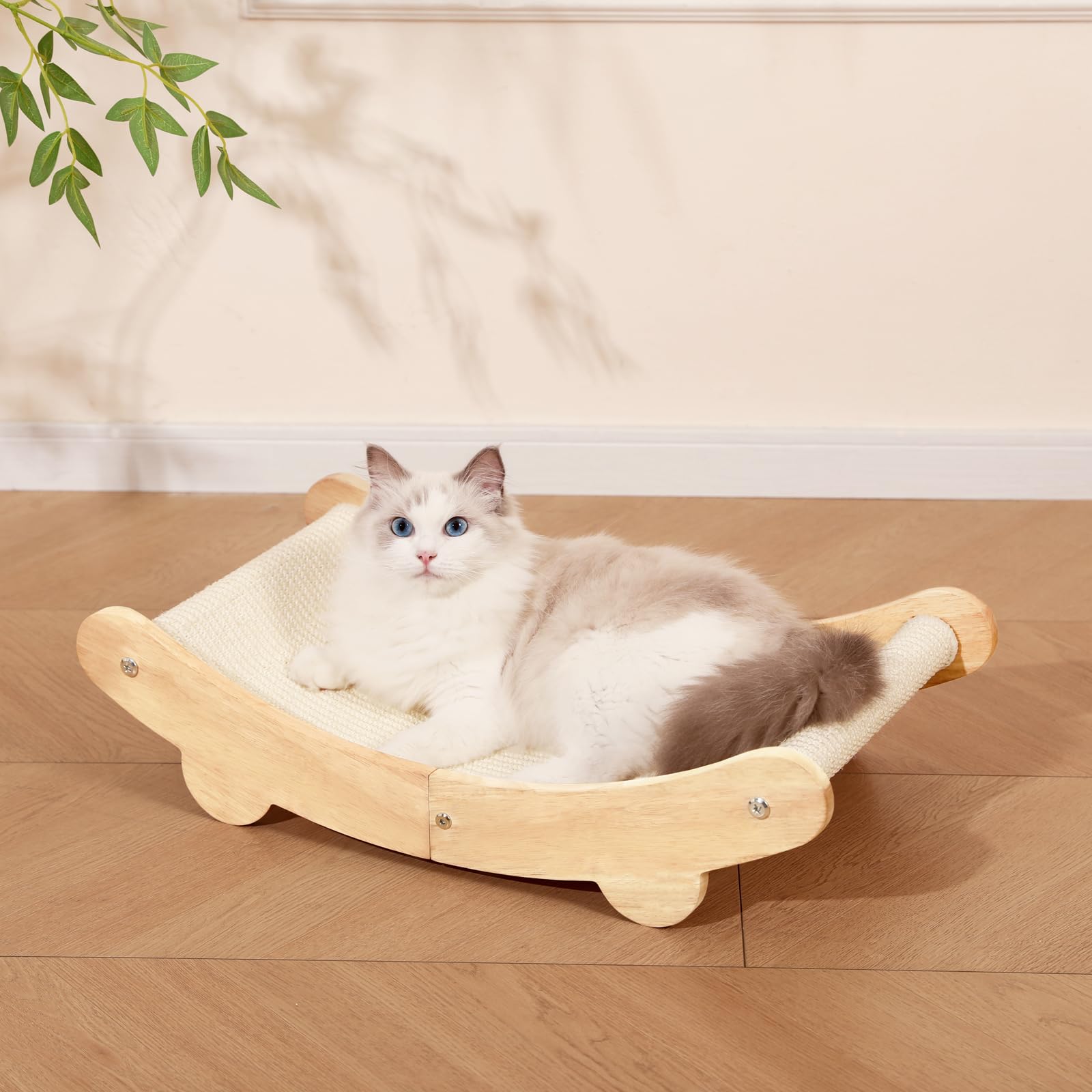 UrsLckyme sisal cat scratcher bed frame shows sturdy two-in-one design for cats