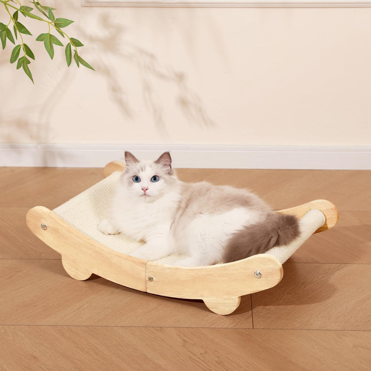 UrsLckyme sisal cat scratcher bed frame shows sturdy two-in-one design for cats