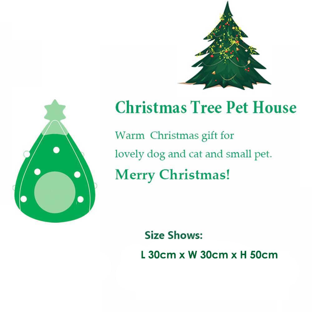 Ushang Pet Christmas Tree Cat Bed entrance view highlights easy access for small pets.