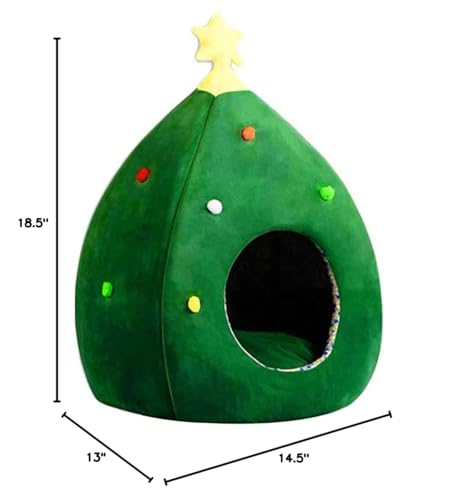 Ushang Pet Christmas Tree Cat Bed machine washable care makes cleaning simple.