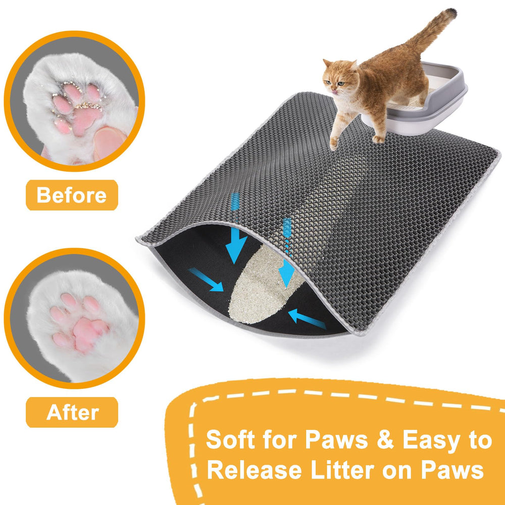 USHARP Cat Litter Mat features paw-safe, odorless EVA for comfortable use