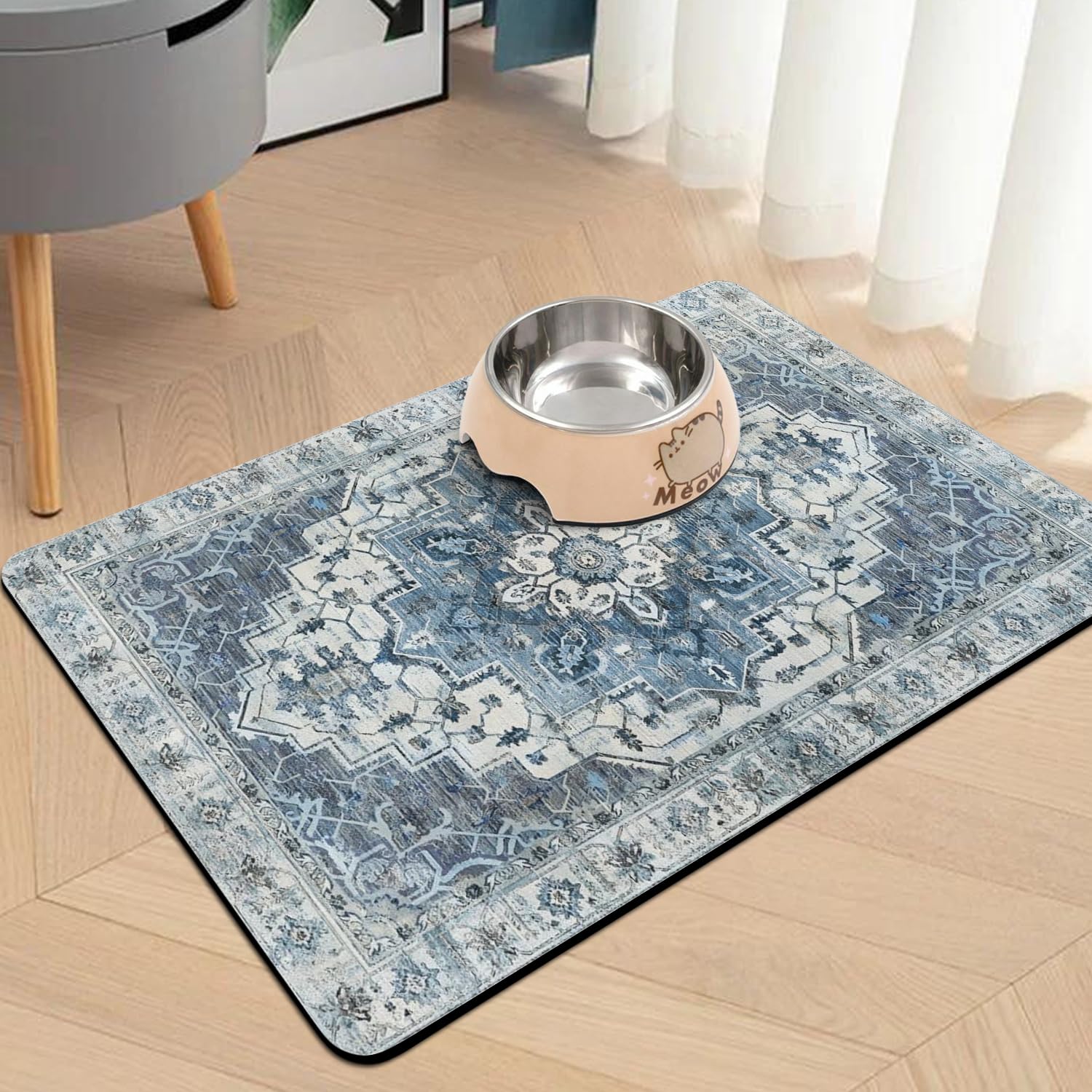 Usnfhcaw dog-food-mat anti-slip backing prevents sliding during meals