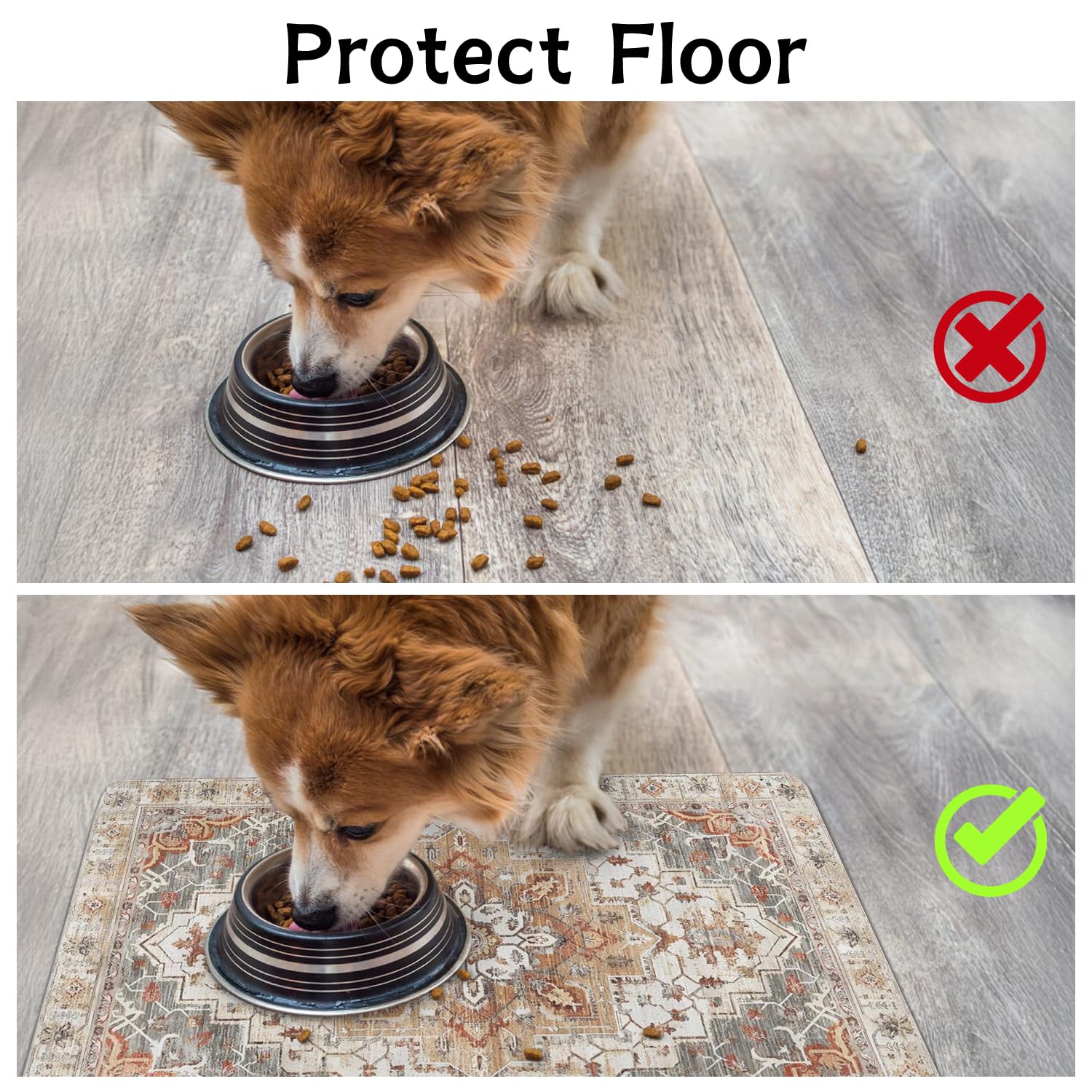Usnfhcaw leakproof pet floor mat protects floors from spills and paw tracks.