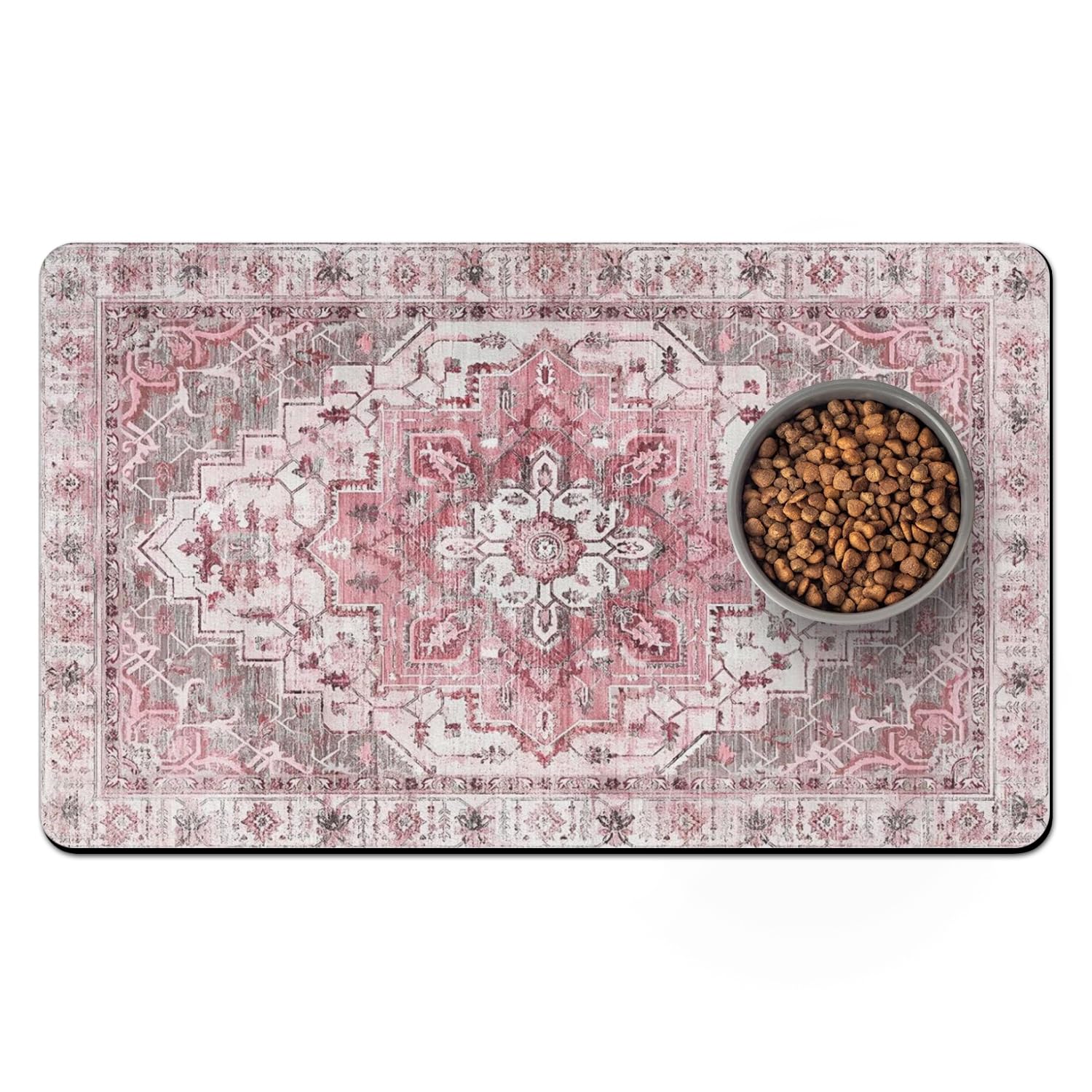 Usnfhcaw pet-food-mats absorbent dog-mat keeps spills quick-drying for a cleaner feeding area.