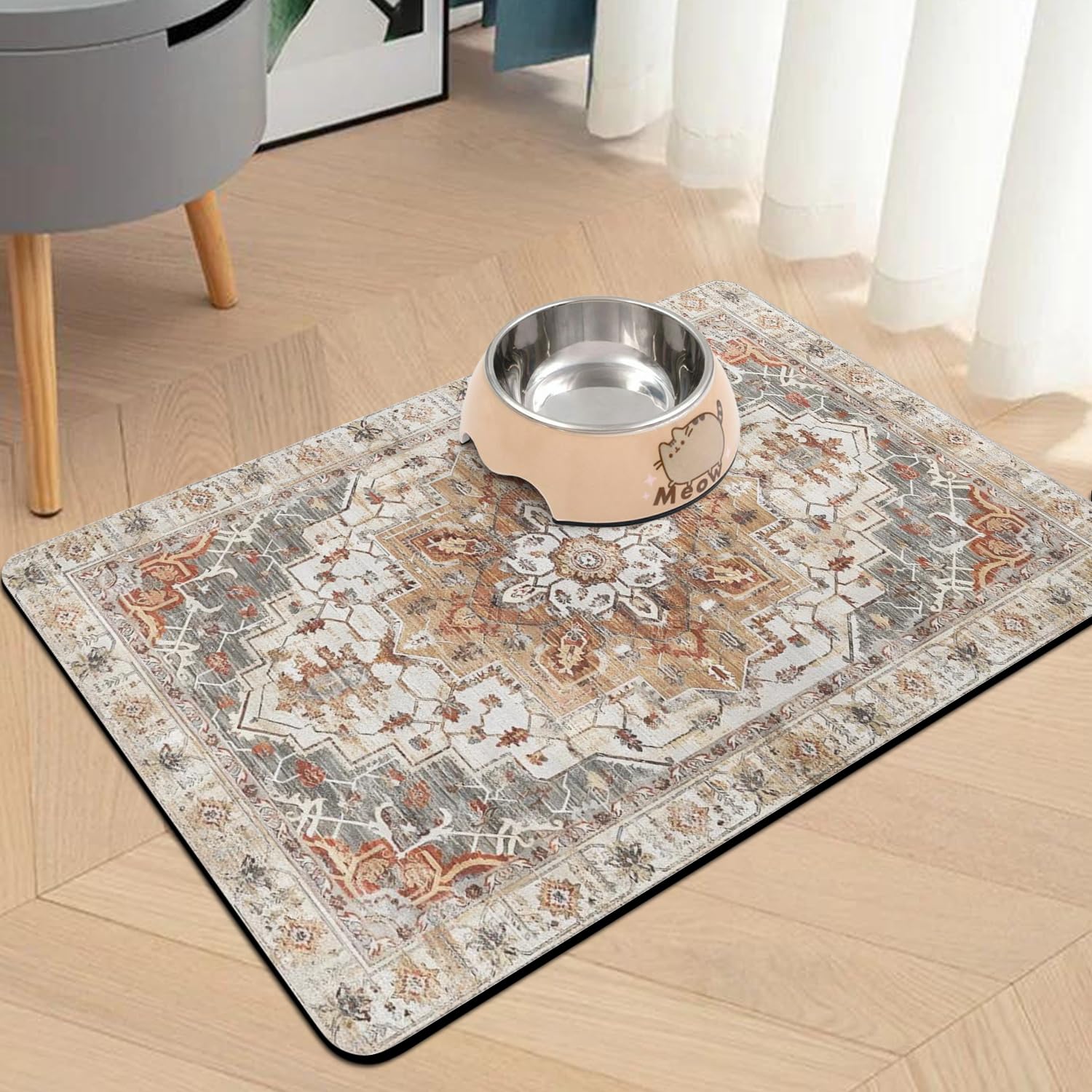 Usnfhcaw pet food mats anti-slip-back keep bowls steady during meals.