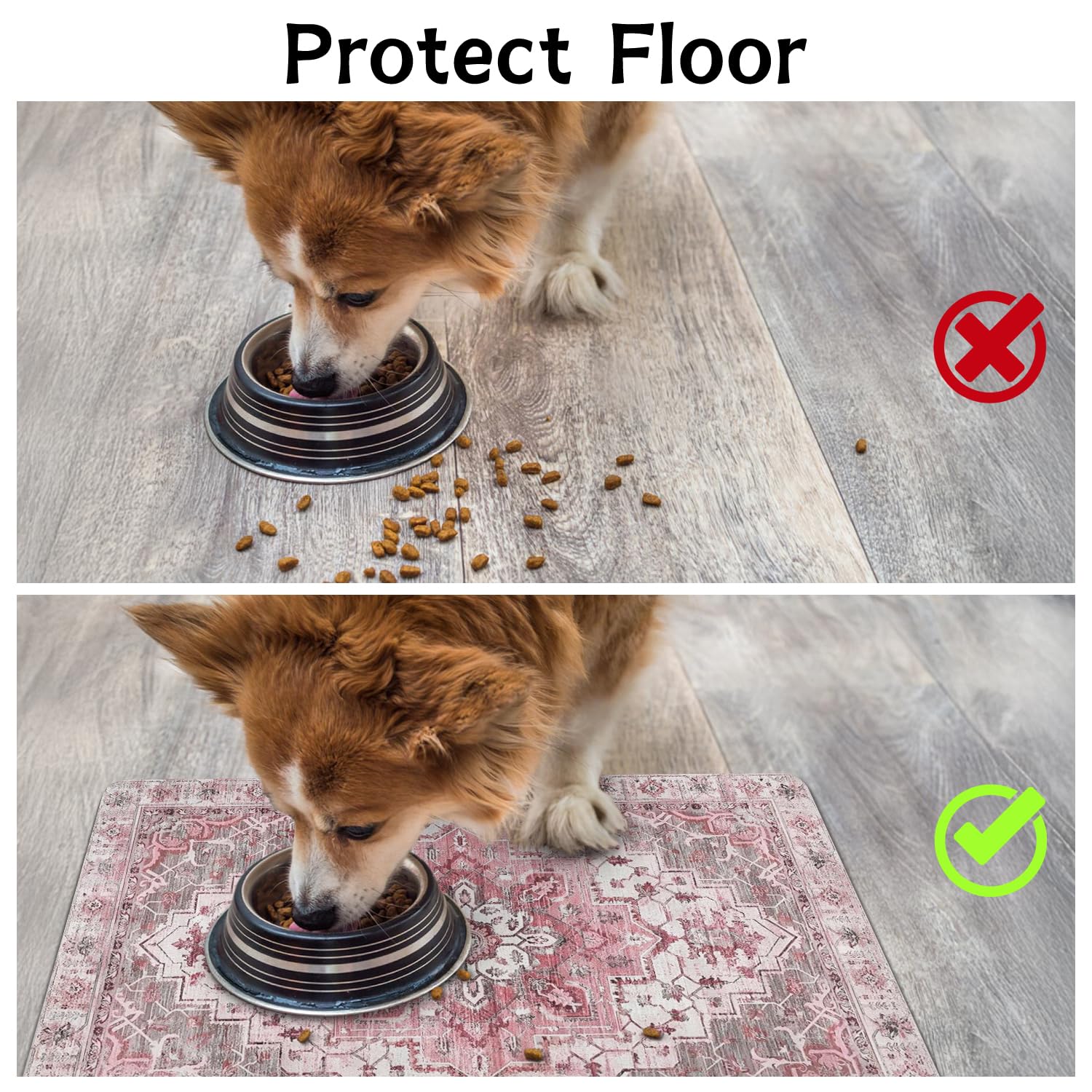 Usnfhcaw anti-slip-back mat prevents sliding while protecting floors during mealtime.