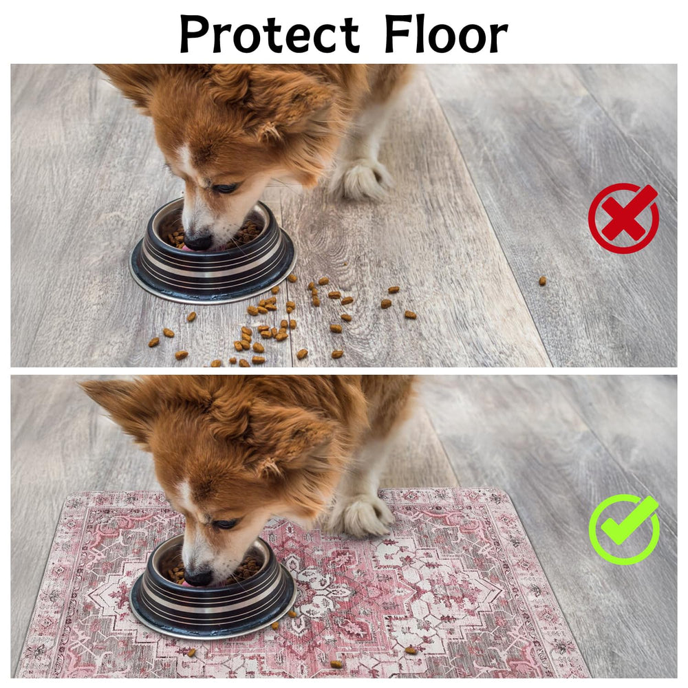 Usnfhcaw anti-slip-back mat prevents sliding while protecting floors during mealtime.