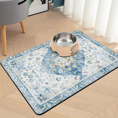 Usnfhcaw pet food mat with anti-slip backing stays in place during meals