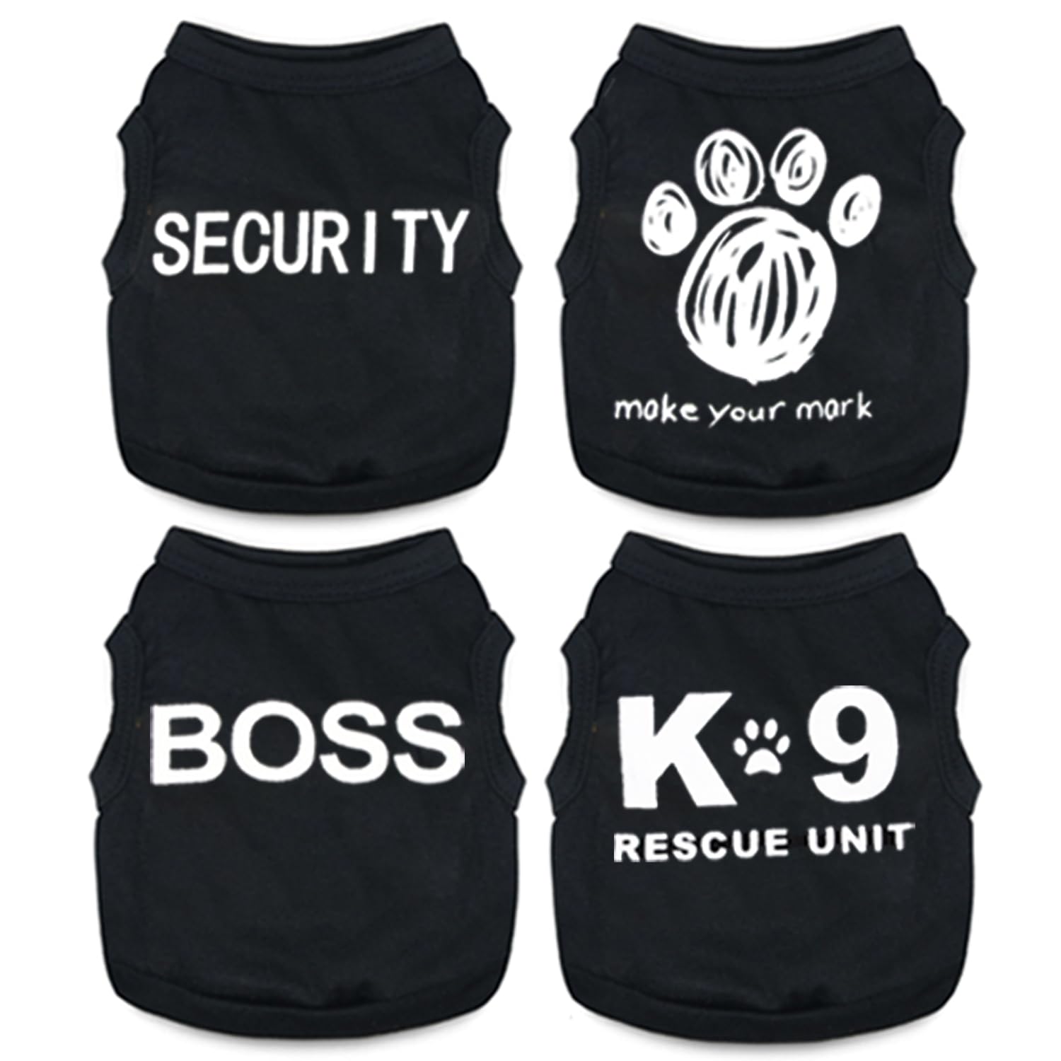 Uswalnna 4-pack small dog shirts packshot showing versatile summer wear for tiny dogs