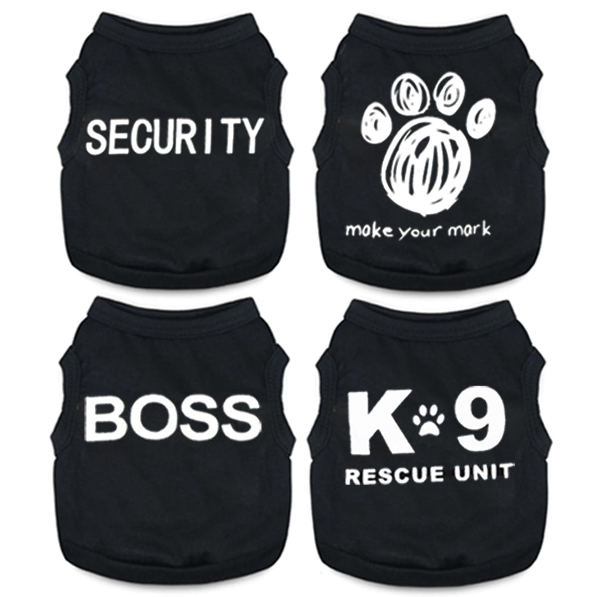 Uswalnna 4-pack small dog shirts packshot showing versatile summer wear for tiny dogs