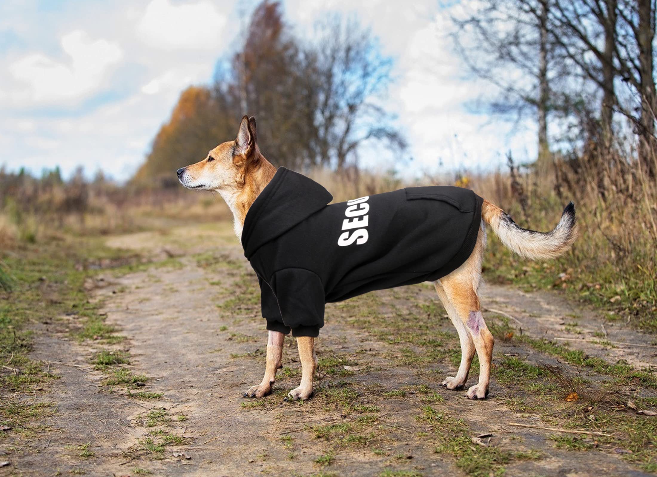 Uteuvili Security Dog Hoodie stitching detail demonstrates durable construction
