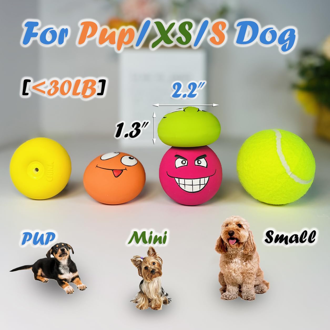 UTOMING flat squeaky ball with smile face shown for small dogs during playful fetch