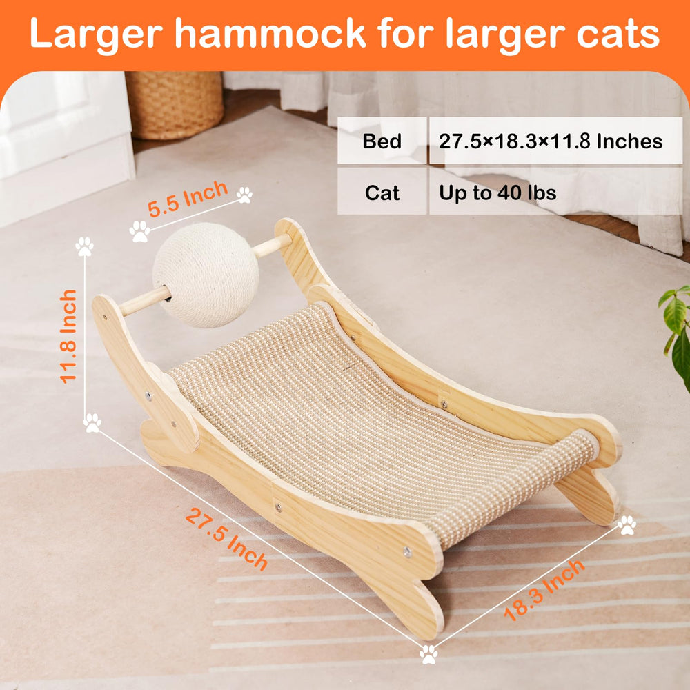 UUig cat scratcher bed side view—curved design supports comfortable sleep while playing