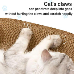 UUig Cat Scratcher Bed side view demonstrates curved shape aiding comfy sleep.