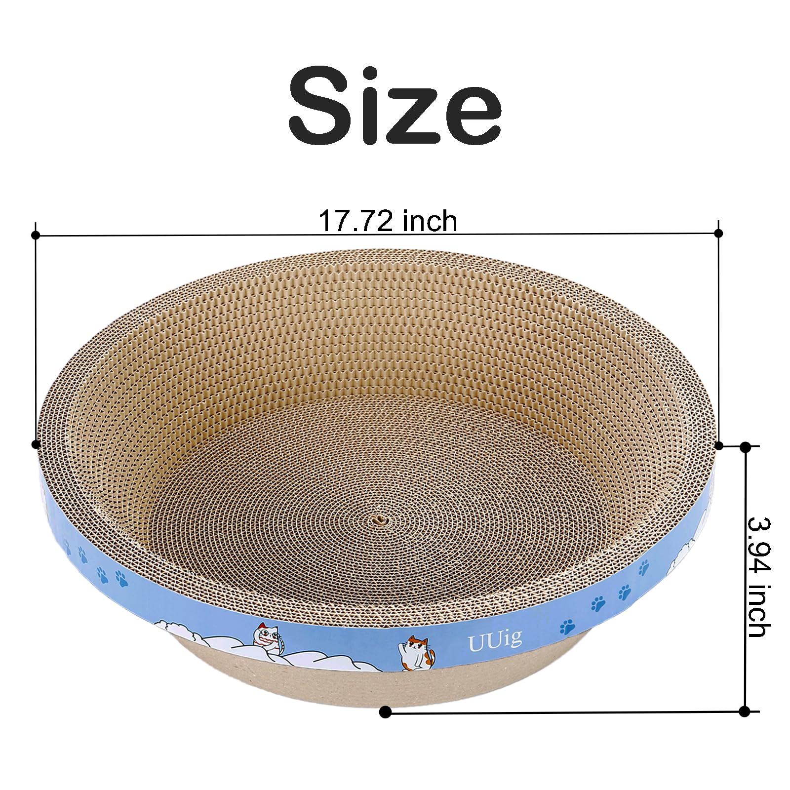 UUig cat scratcher bowl bed side view shows curved design for comfortable sleep.