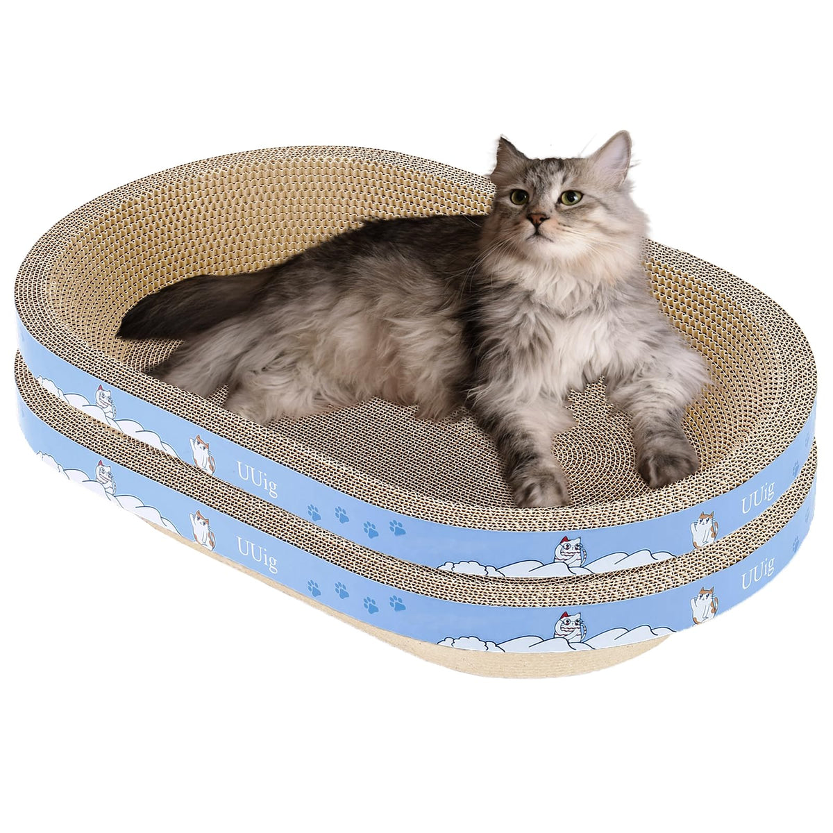 UUig cat scratcher two-pack shows durable cardboard construction for long-lasting indoor scratching
