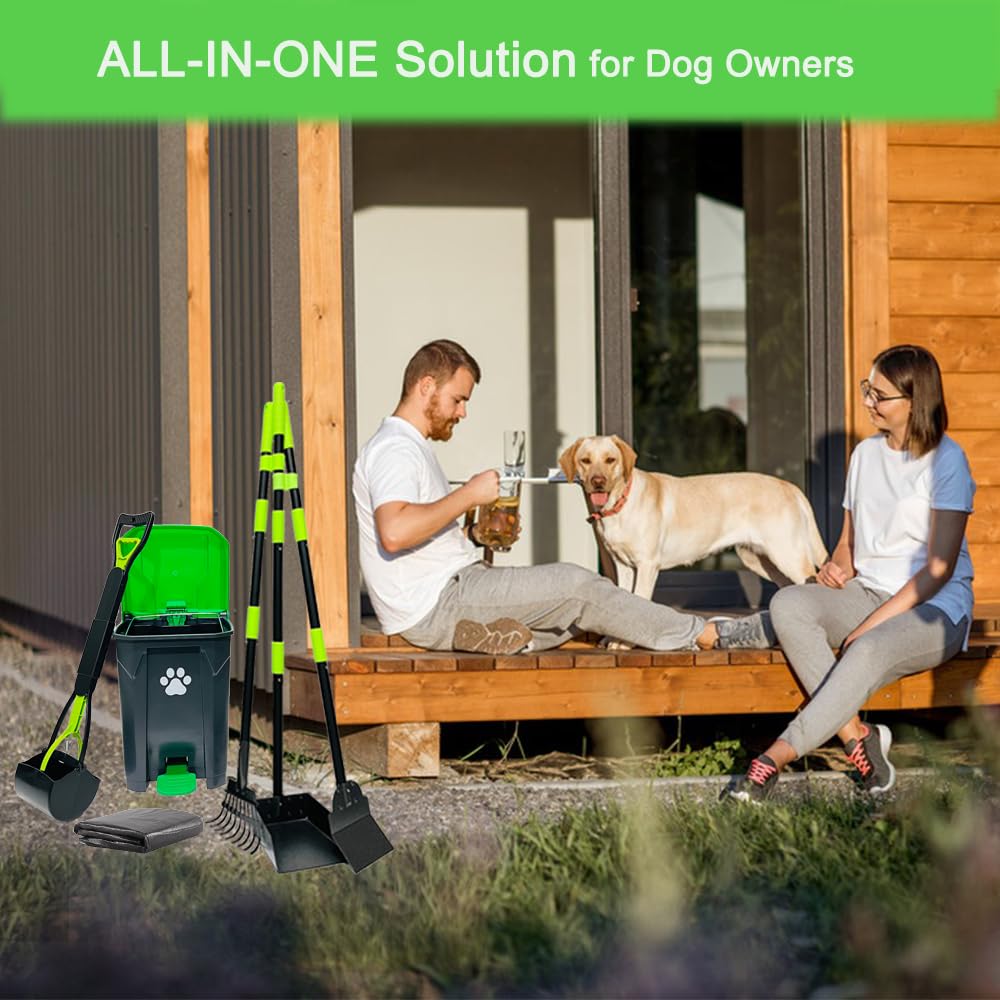 UUIXXYG metal rake, tray and shovel set supports efficient outdoor waste management.