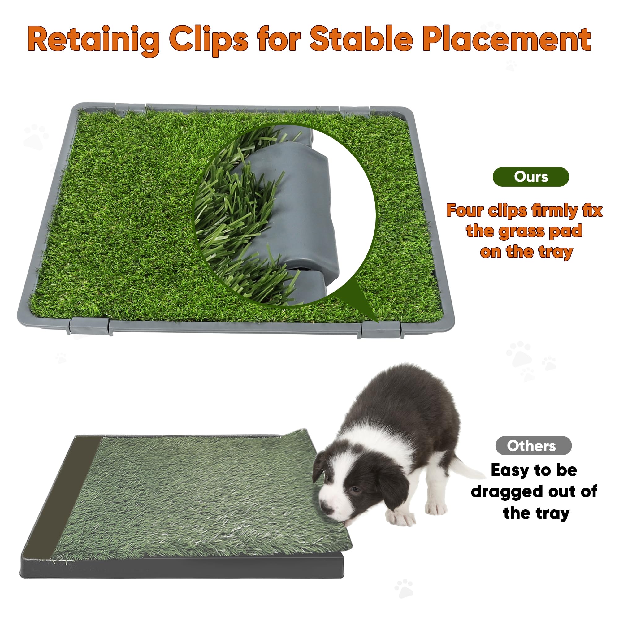 UUpet dog grass pad clips highlight secure fixing for stable potty sessions.