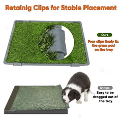 UUpet dog grass pad clips highlight secure fixing for stable potty sessions.
