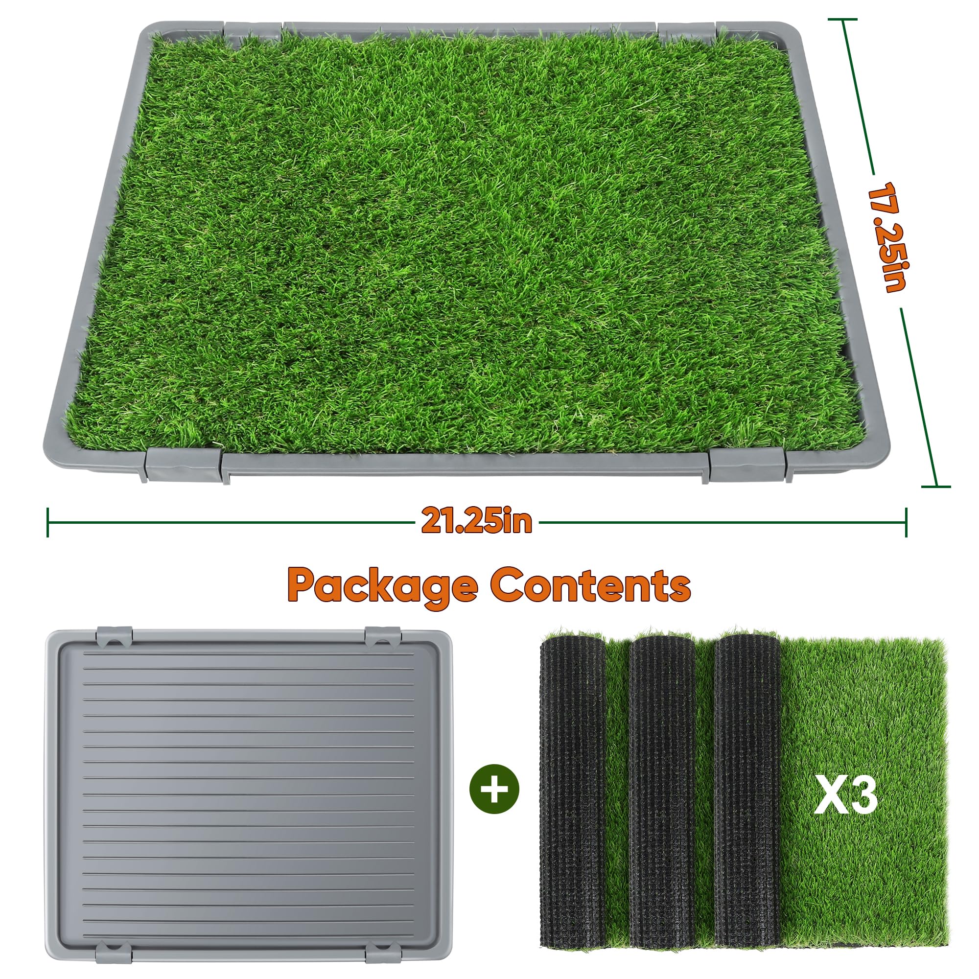 UUpet dog grass pad tray shows sturdy urine collection area for mess-free use.