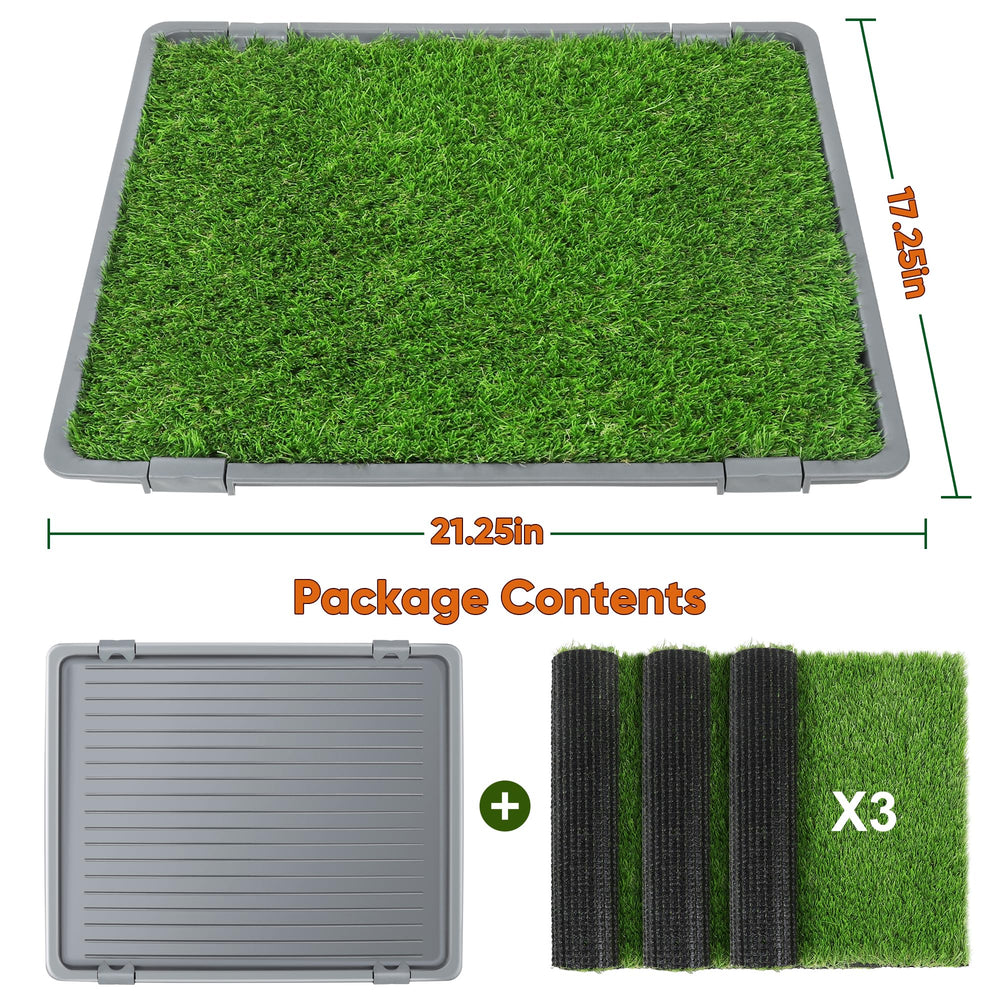 UUpet dog grass pad tray shows sturdy urine collection area for mess-free use.