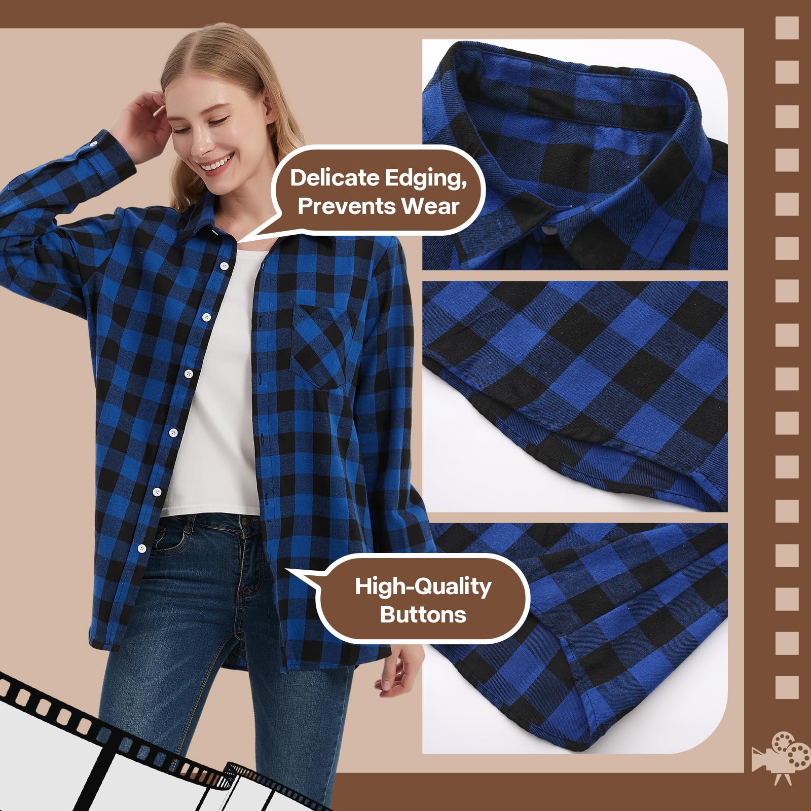 UUREED dog plaid shirt closeup shows easy-clean fabric ready for quick cleanup.