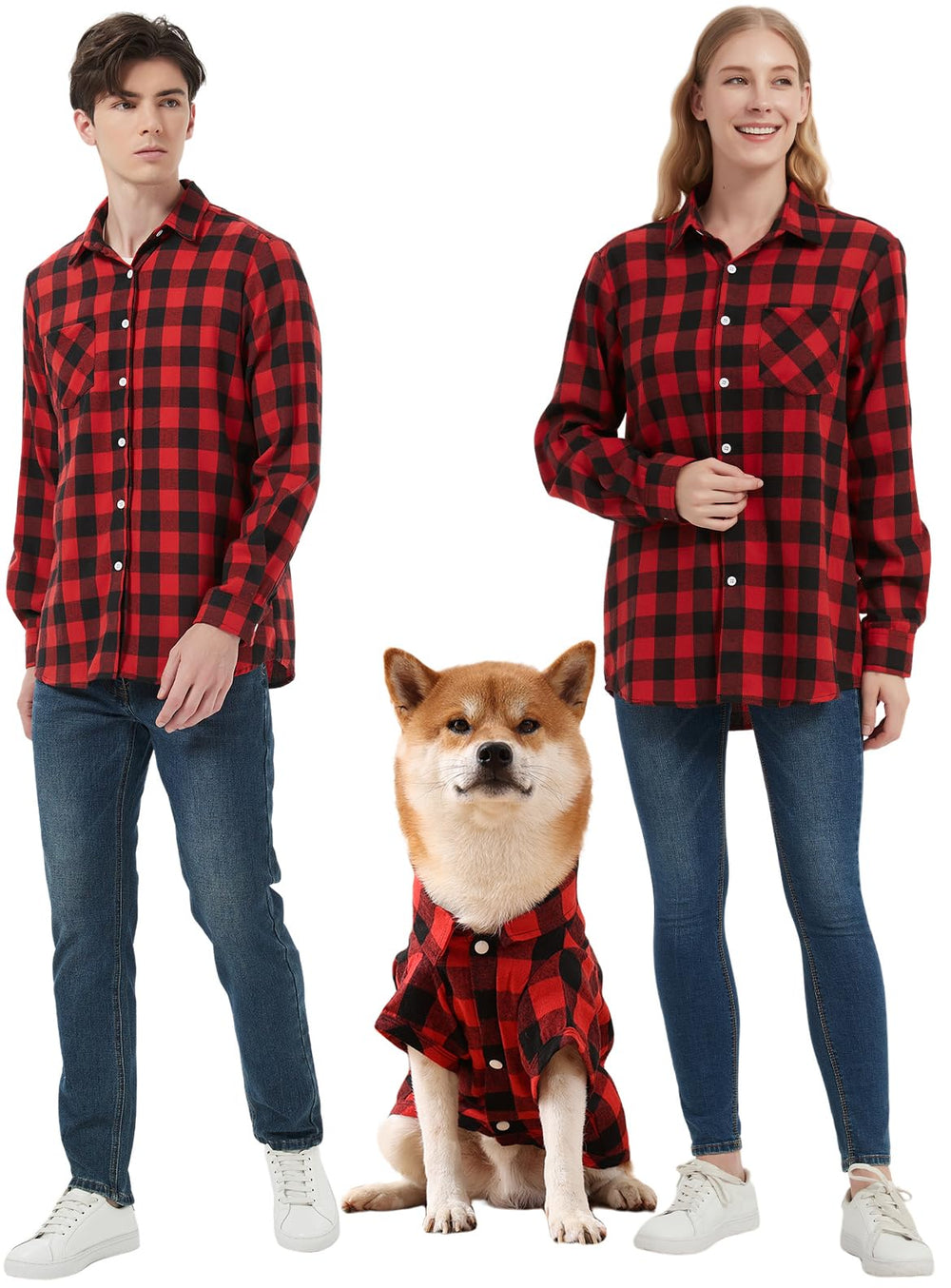 UUREED dog plaid shirt front view for stylish park outings