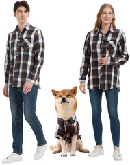 UUREED dog plaid shirt front view highlighting classic pattern for stylish park walks.