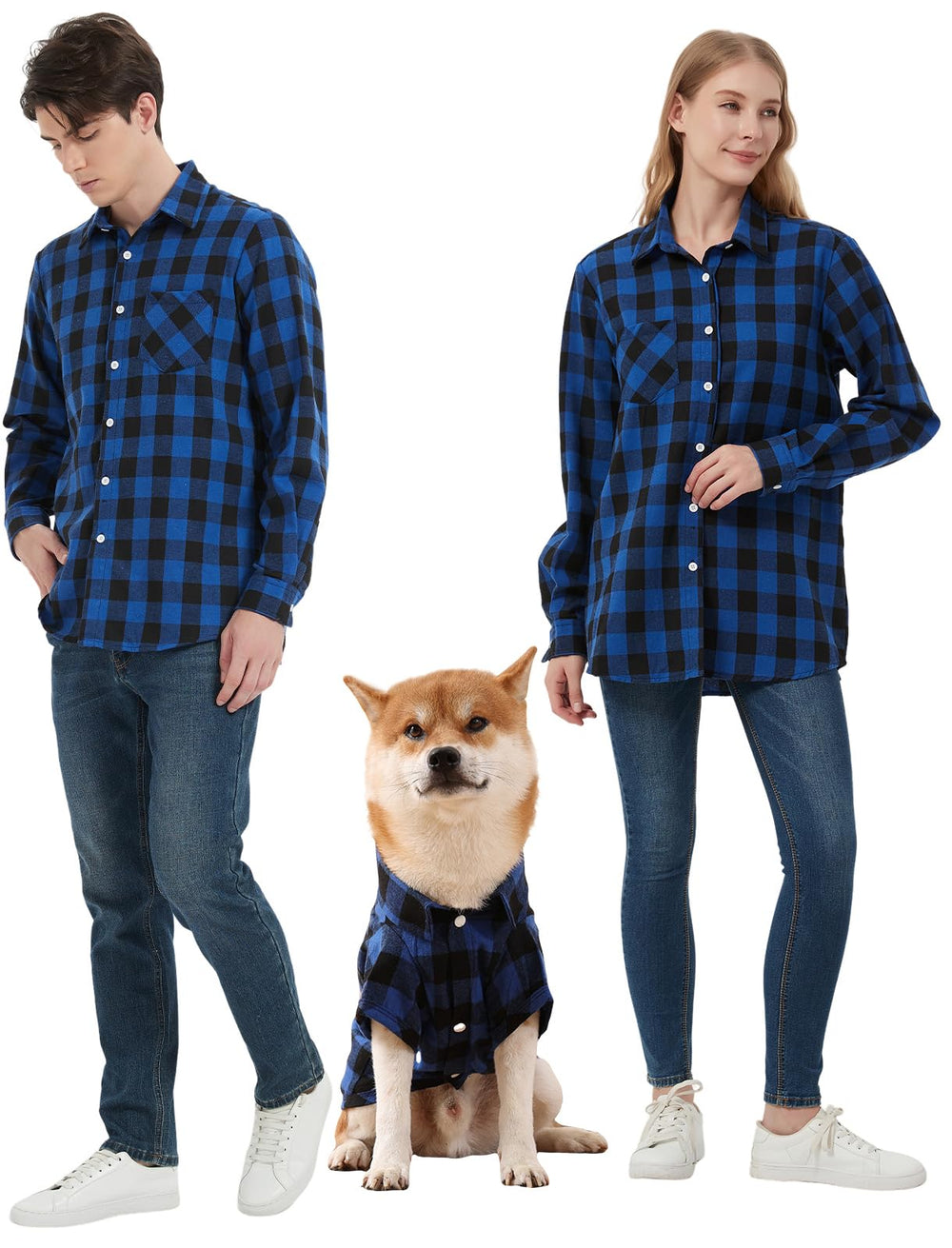 UUREED dog plaid shirt model wearing during park stroll for stylish comfort.