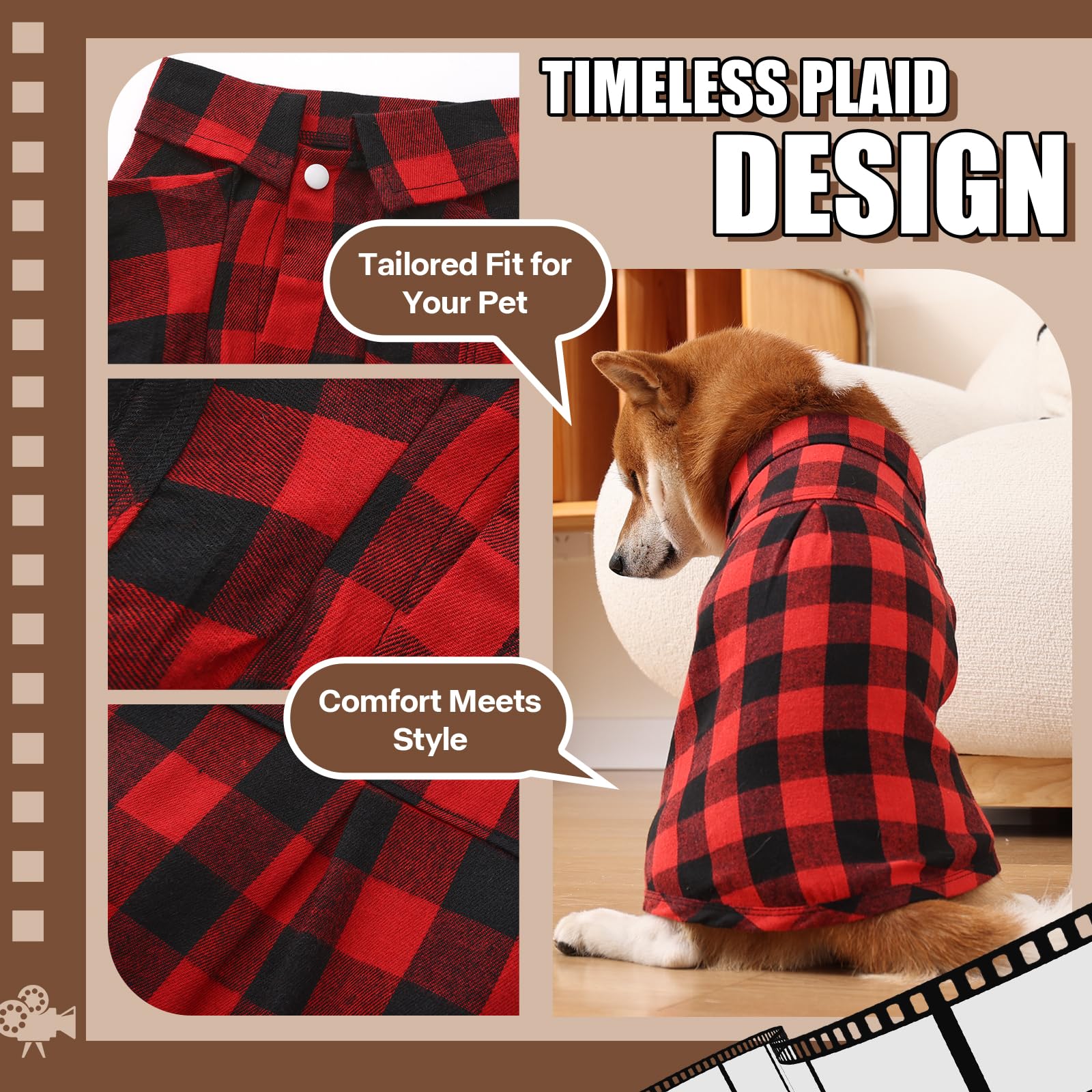 UUREED dog plaid shirt worn during park walk highlights easy-care fabric