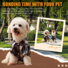 UUREED dog plaid shirt worn in park with comfortable fit and charming look.