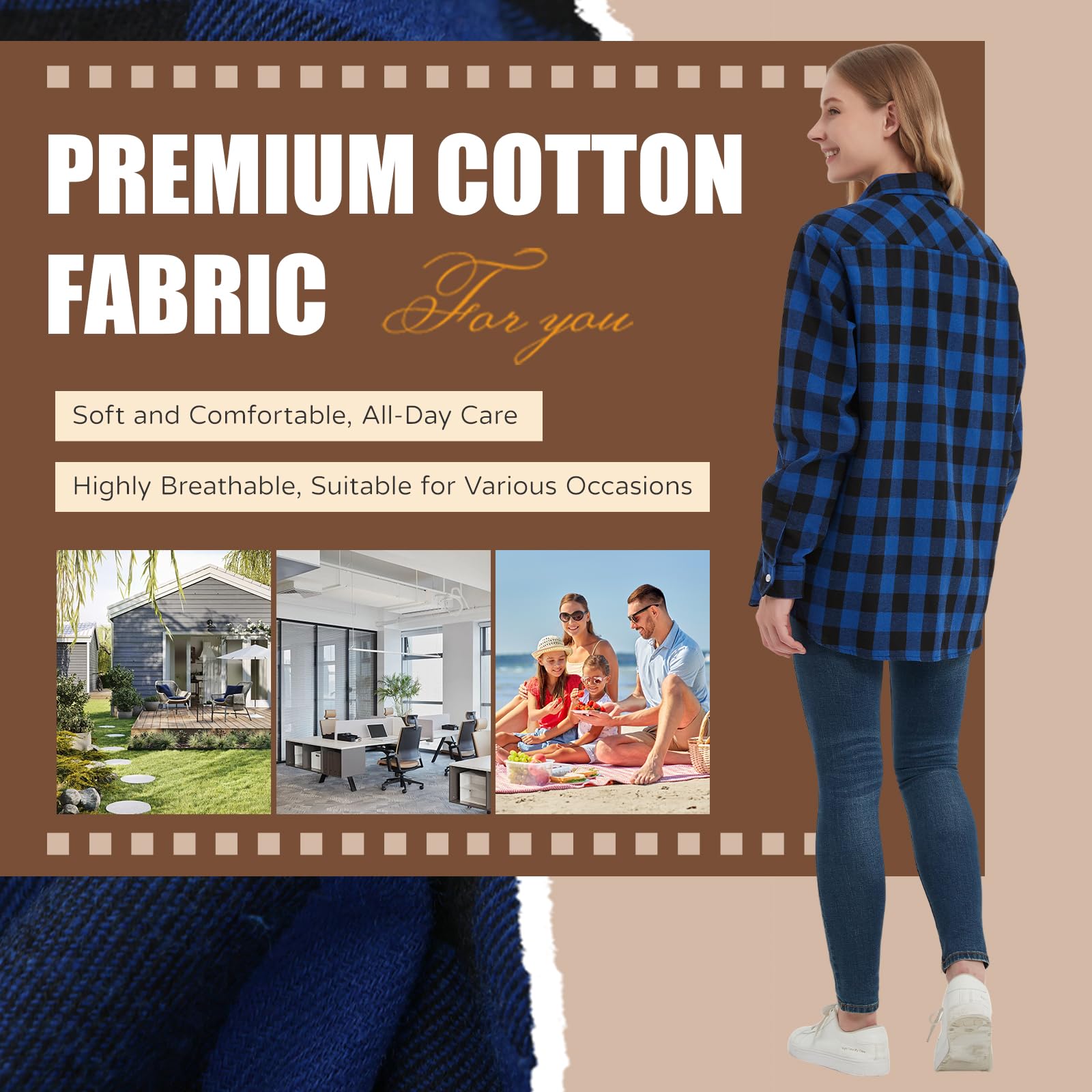 UUREED dog plaid shirt with owner image highlights coordinated, casual look.