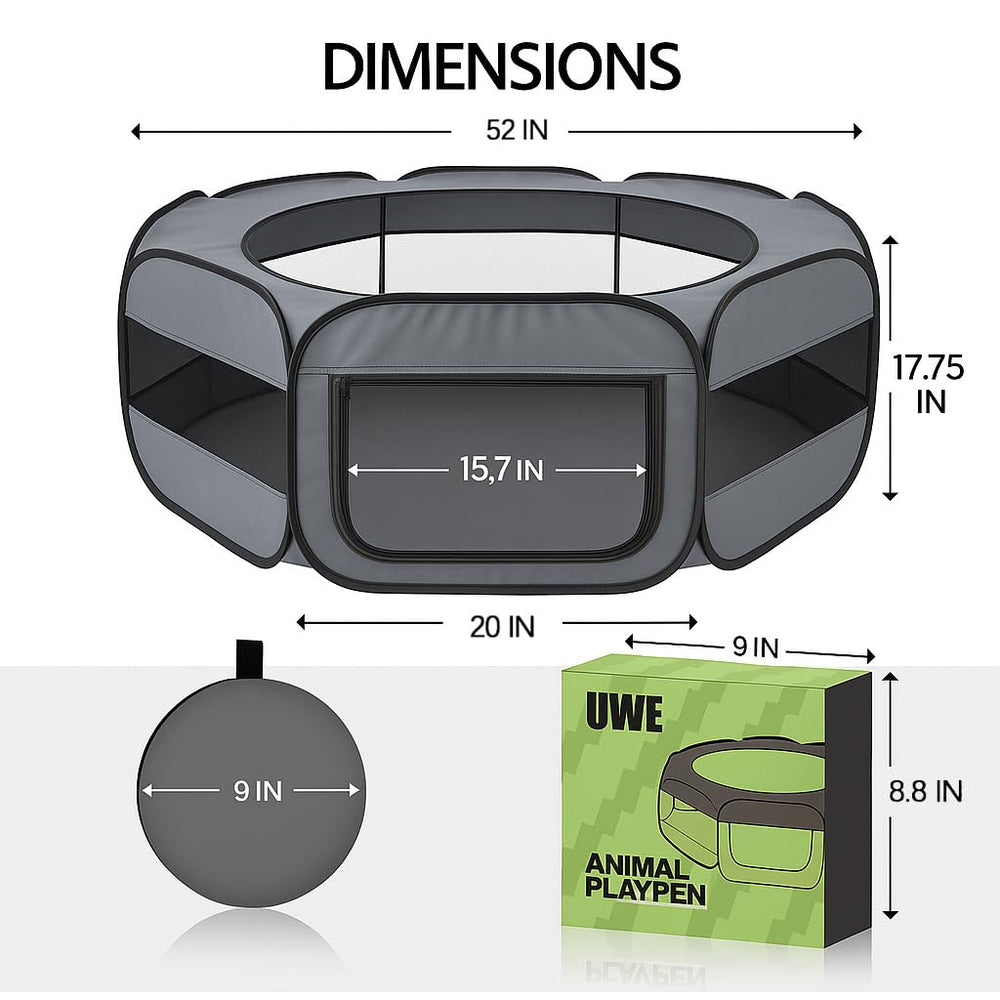 UWE Extra Large Playpen folded and stored—compact for travel and easy storage.