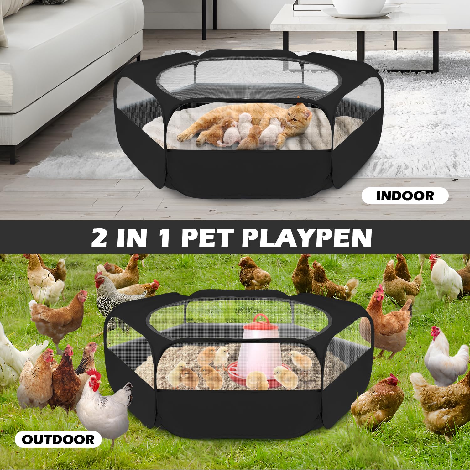 UWE small animal playpen breathable mesh allows easy observation.