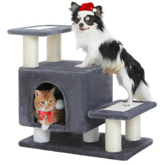 UYMI 3-in-1 dog stairs and cat post condo assembly shows sturdy construction.